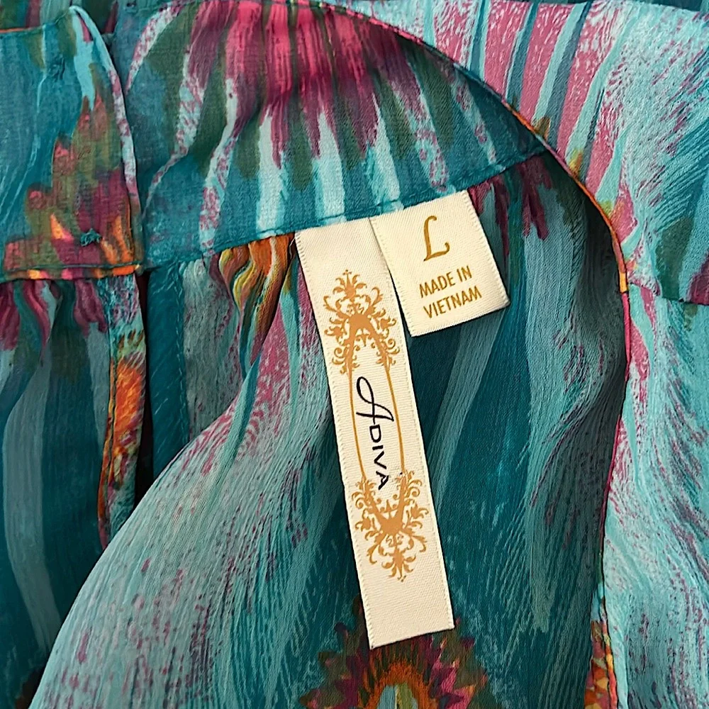 Adiva Beautiful Jewel Toned Blue Sleeveless Blouse Shirt Top **Size L** 🦚🦚 - Picture 5 of 5